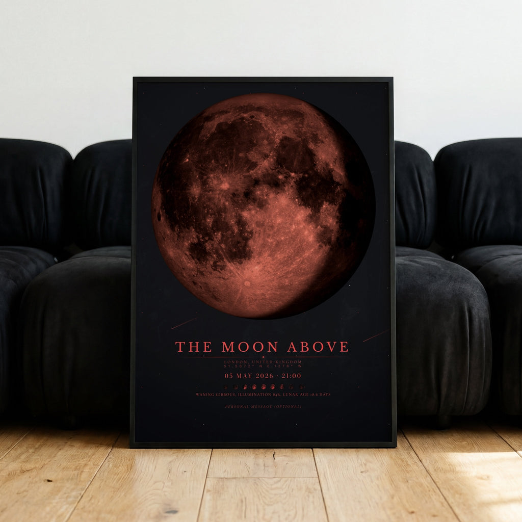 Moon Phase Poster Print: Custom Moon Art Print — Crimson Edition - InkOnPostersMoon Phase Poster Print: Custom Moon Art Print — Crimson EditionPoster