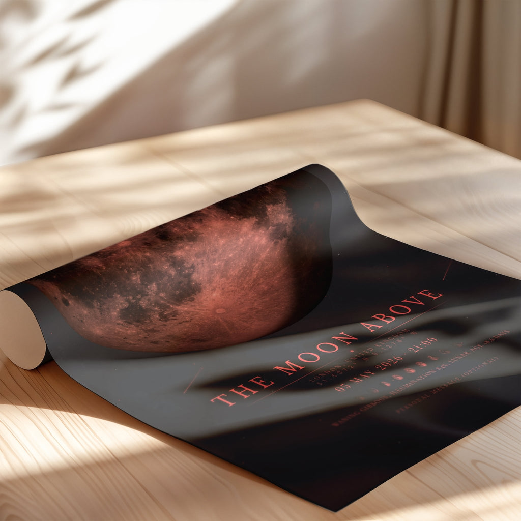 Moon Phase Poster Print: Custom Moon Art Print — Crimson Edition - InkOnPostersMoon Phase Poster Print: Custom Moon Art Print — Crimson EditionPoster