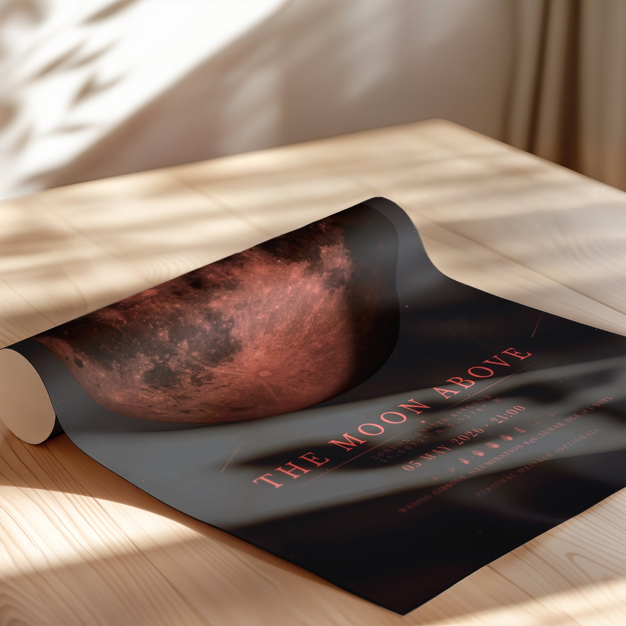 Moon Phase Poster Print: Custom Moon Art Print — Crimson Edition - InkOnPostersMoon Phase Poster Print: Custom Moon Art Print — Crimson EditionPoster