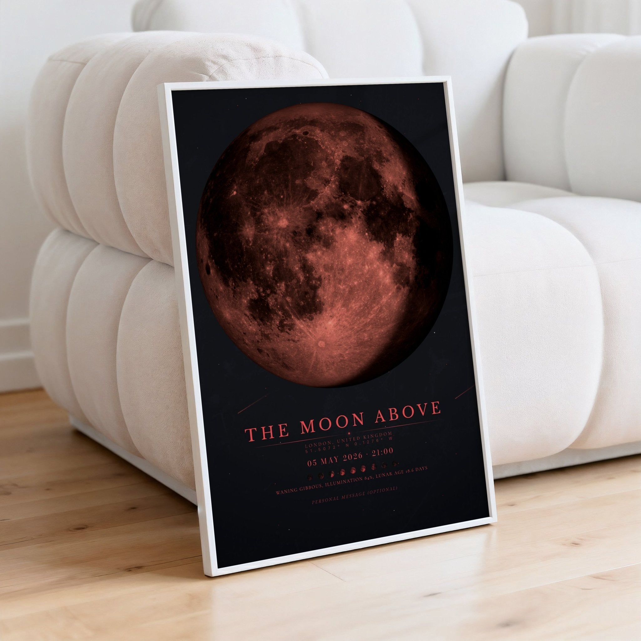 Moon Phase Poster Print: Custom Moon Art Print — Crimson Edition - InkOnPostersMoon Phase Poster Print: Custom Moon Art Print — Crimson EditionPoster