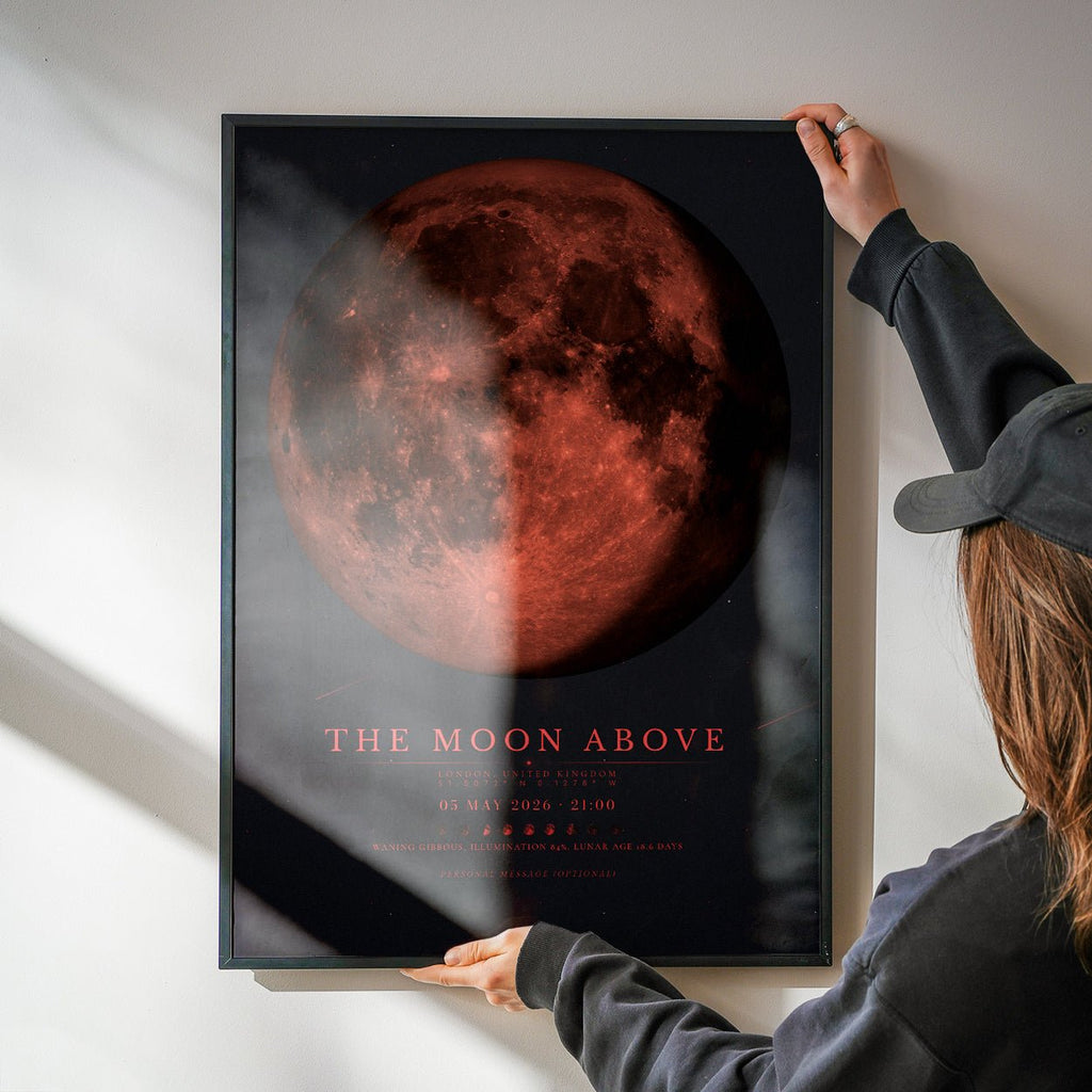 Moon Phase Poster Print: Custom Moon Art Print — Crimson Edition - InkOnPostersMoon Phase Poster Print: Custom Moon Art Print — Crimson EditionPoster