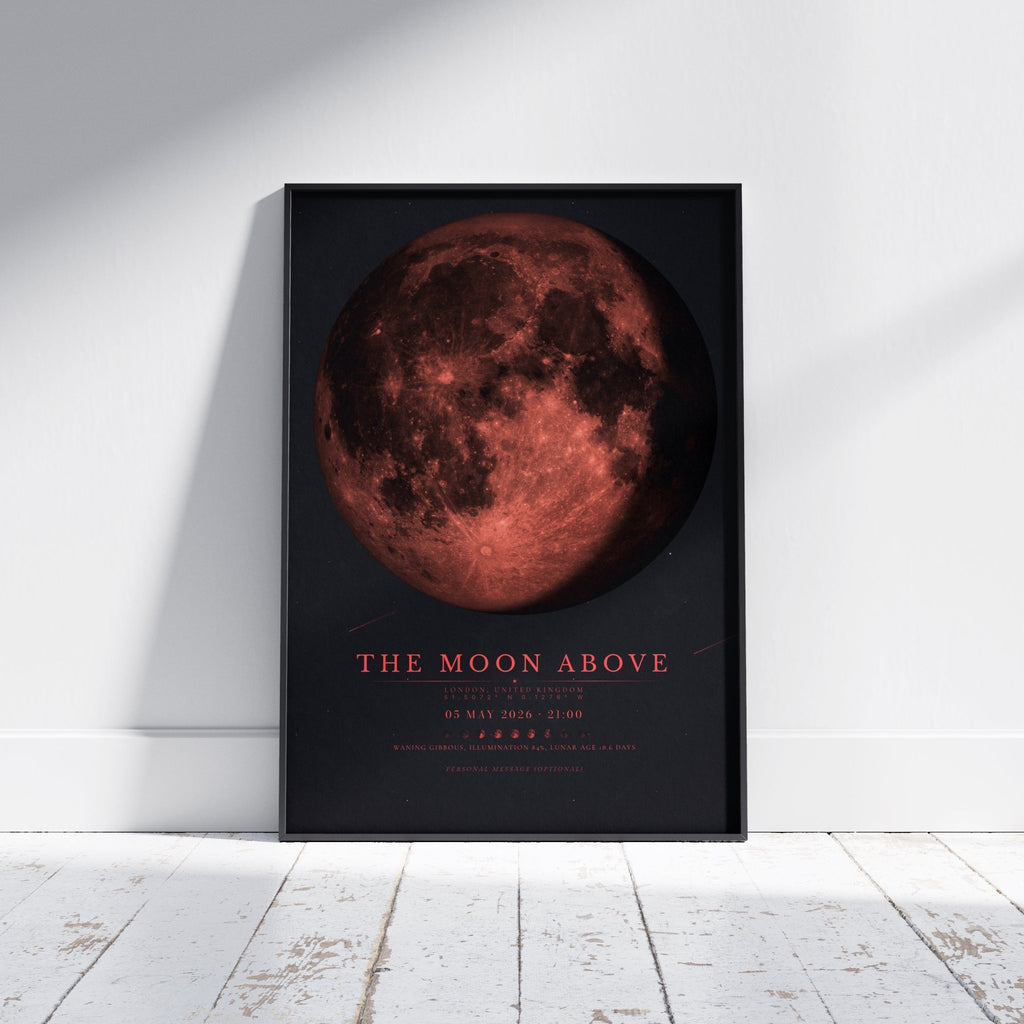 Moon Phase Poster Print: Custom Moon Art Print — Crimson Edition - InkOnPostersMoon Phase Poster Print: Custom Moon Art Print — Crimson EditionPoster
