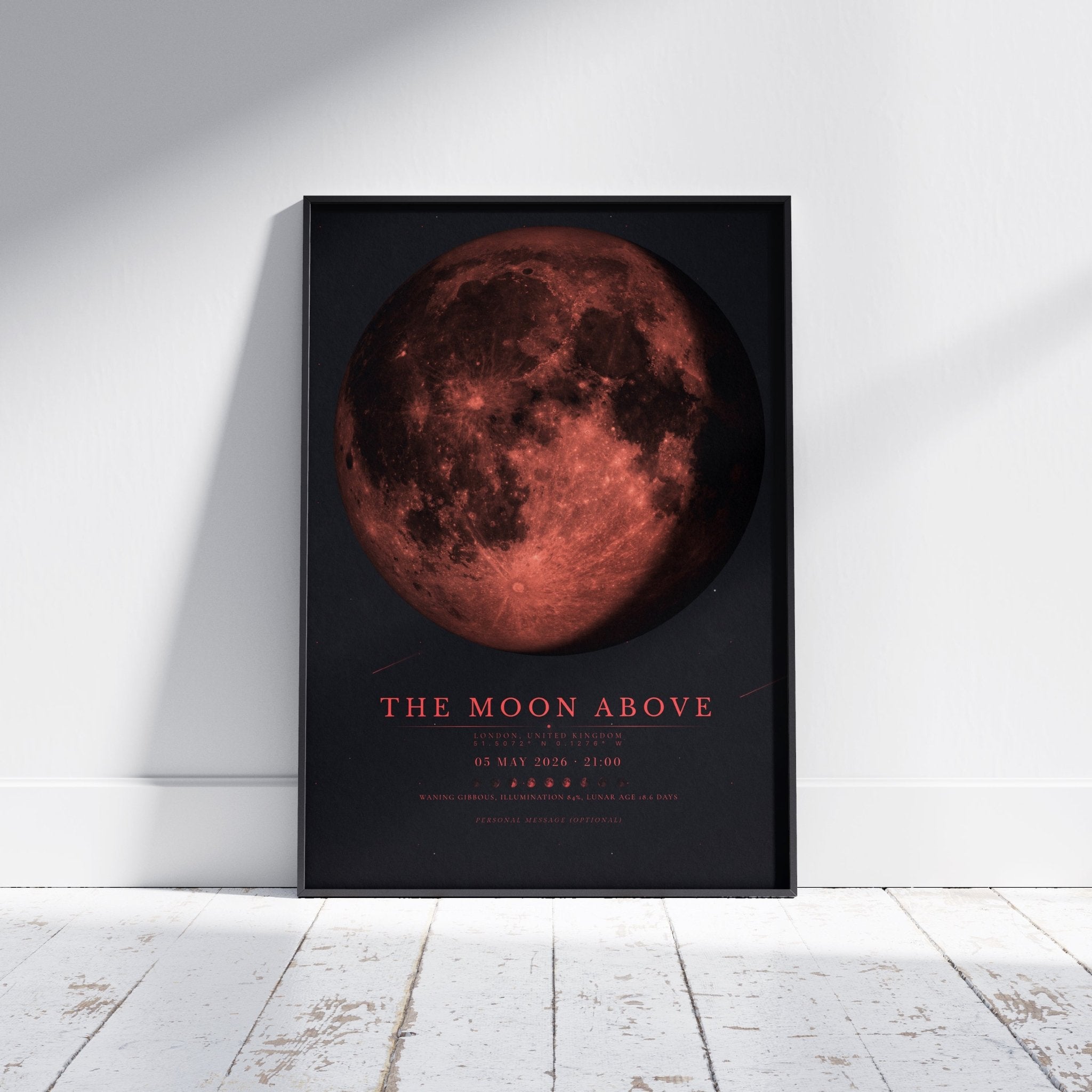 Moon Phase Poster Print: Custom Moon Art Print — Crimson Edition - InkOnPostersMoon Phase Poster Print: Custom Moon Art Print — Crimson EditionPoster