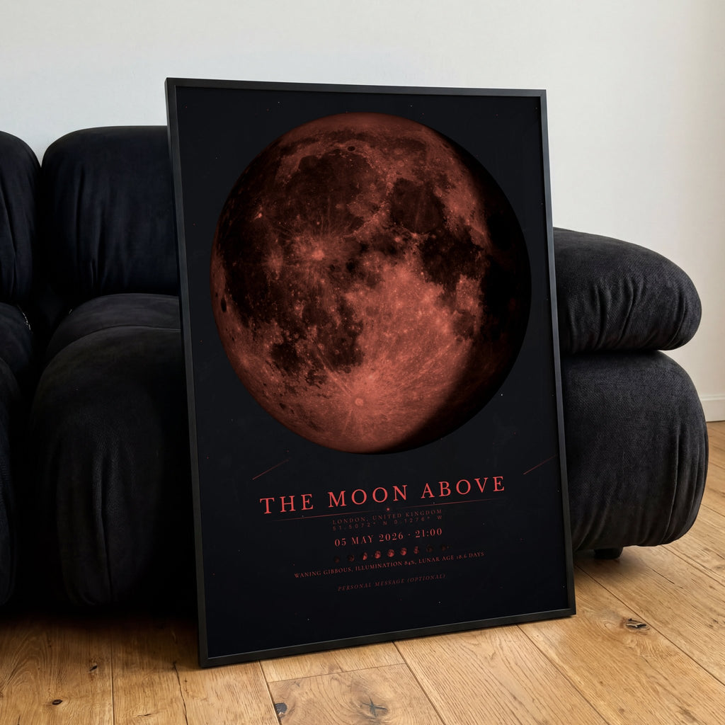 Moon Phase Poster Print: Custom Moon Art Print — Crimson Edition - InkOnPostersMoon Phase Poster Print: Custom Moon Art Print — Crimson EditionPoster