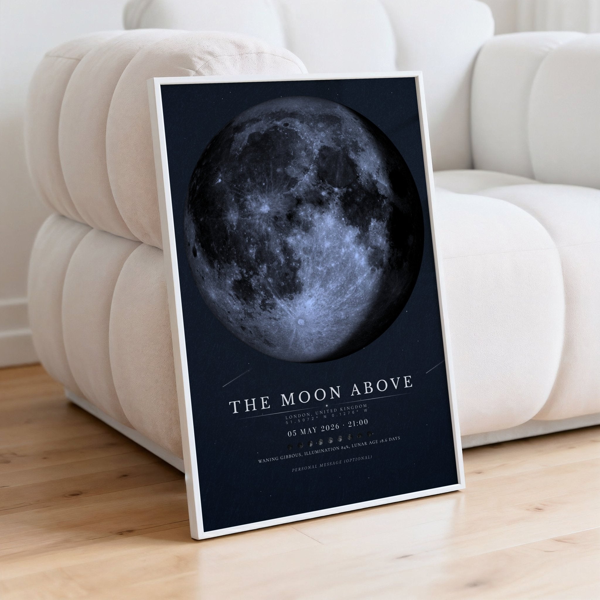 Moon Phase Poster Print: Custom Moon Art Print — Midnight Blue Edition - InkOnPostersMoon Phase Poster Print: Custom Moon Art Print — Midnight Blue EditionPoster