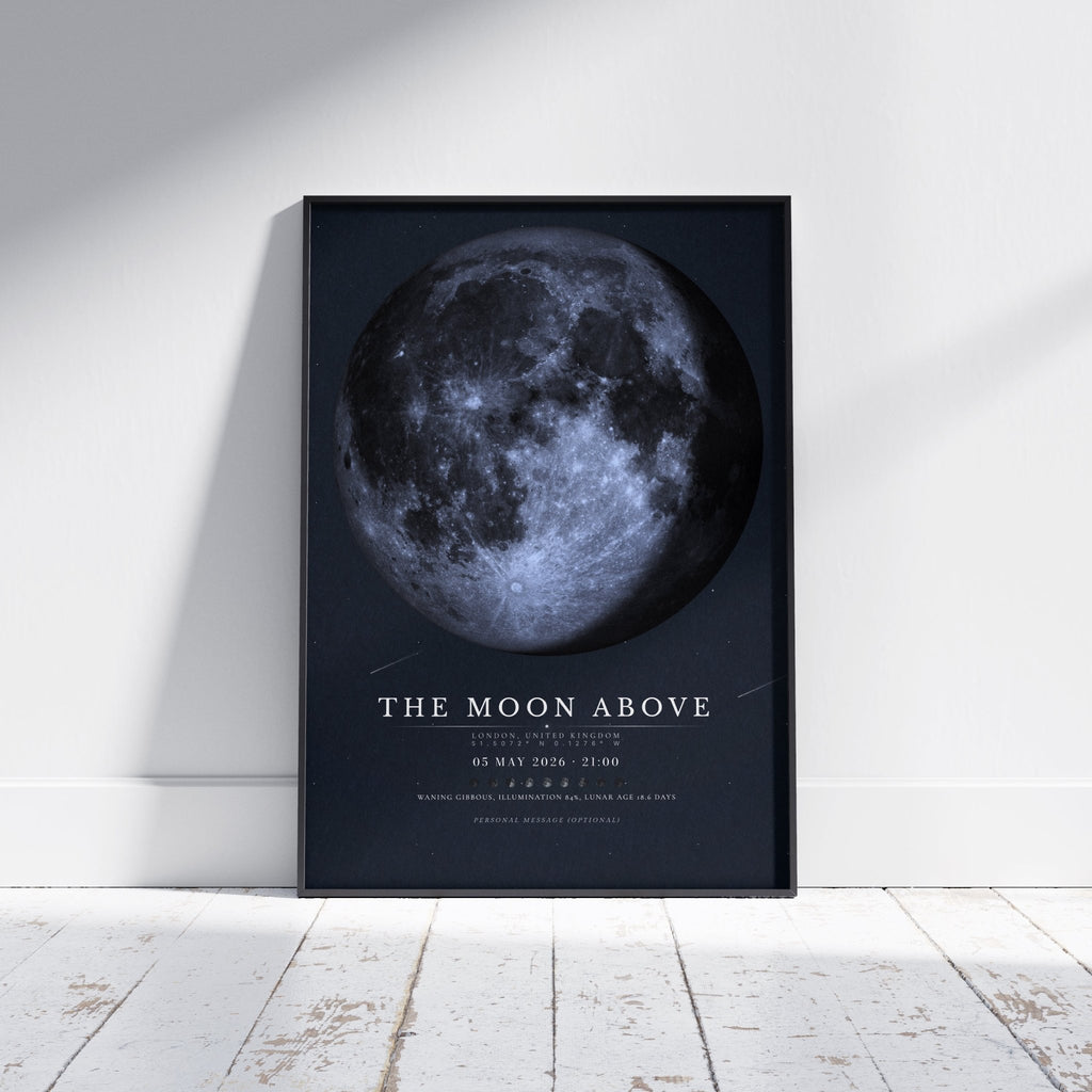 Moon Phase Poster Print: Custom Moon Art Print — Midnight Blue Edition - InkOnPostersMoon Phase Poster Print: Custom Moon Art Print — Midnight Blue EditionPoster