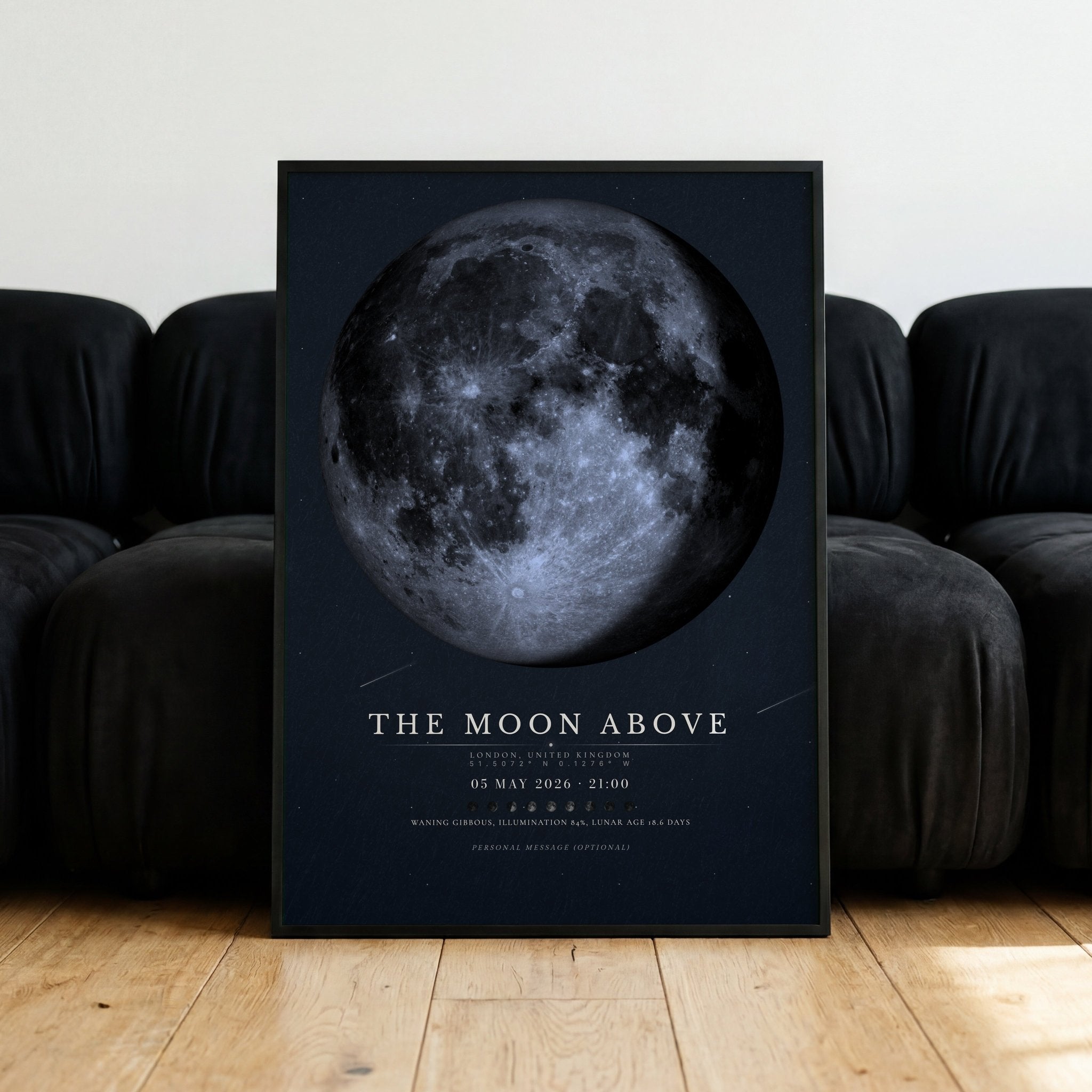 Moon Phase Poster Print: Custom Moon Art Print — Midnight Blue Edition - InkOnPostersMoon Phase Poster Print: Custom Moon Art Print — Midnight Blue EditionPoster