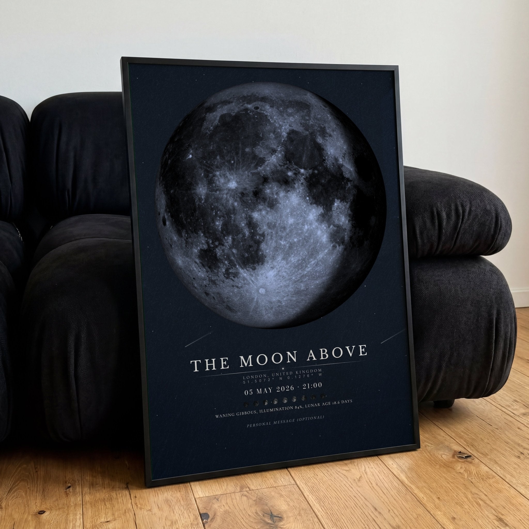 Moon Phase Poster Print: Custom Moon Art Print — Midnight Blue Edition - InkOnPostersMoon Phase Poster Print: Custom Moon Art Print — Midnight Blue EditionPoster