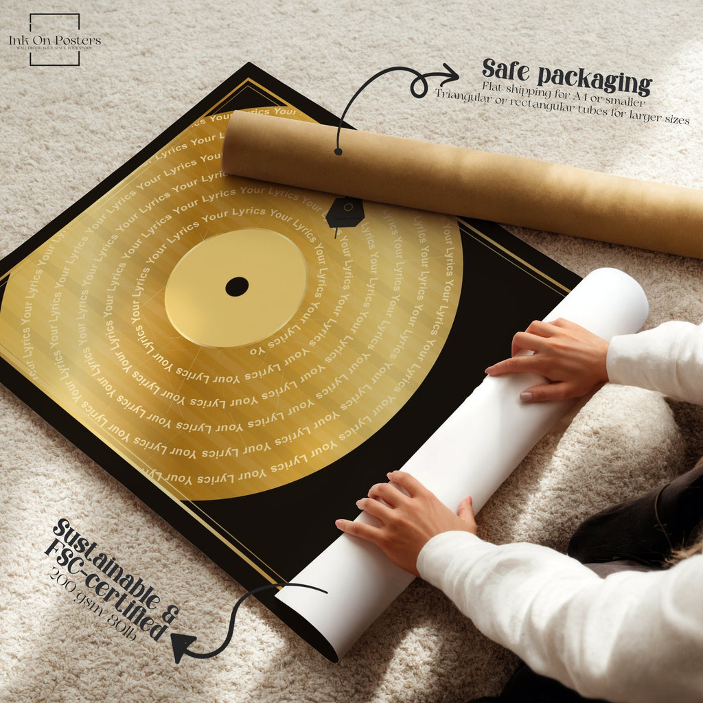 Personalised GOLD Vinyl Record Poster - InkOnPostersPersonalised GOLD Vinyl Record PosterPoster