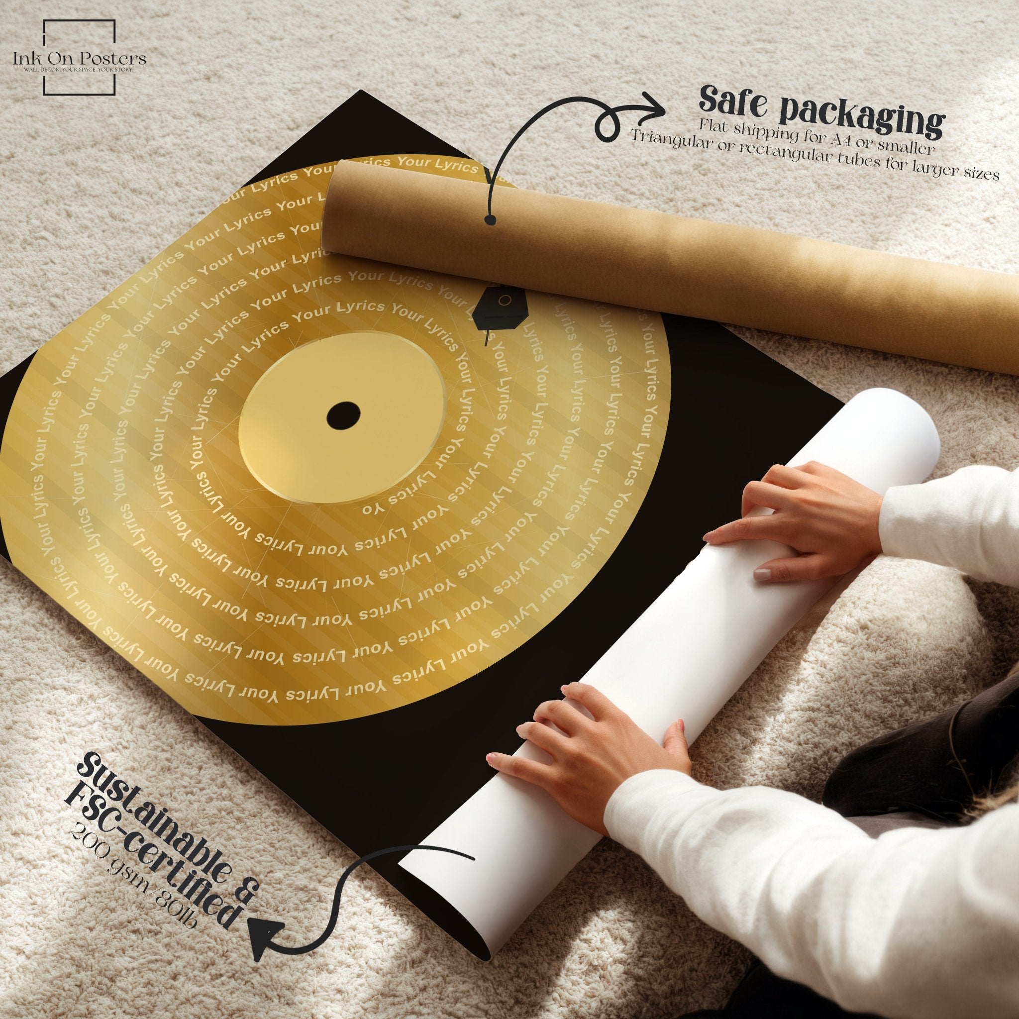 Personalised GOLD Vinyl Record Poster - InkOnPostersPersonalised GOLD Vinyl Record PosterPoster