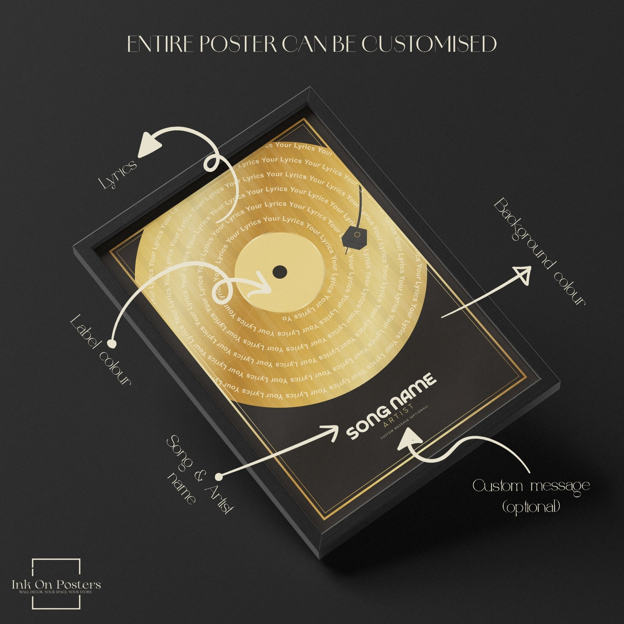 Personalised GOLD Vinyl Record Poster - InkOnPostersPersonalised GOLD Vinyl Record PosterPoster