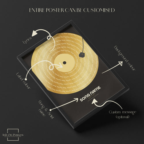 Personalised GOLD Vinyl Record Poster - InkOnPostersPersonalised GOLD Vinyl Record PosterPoster