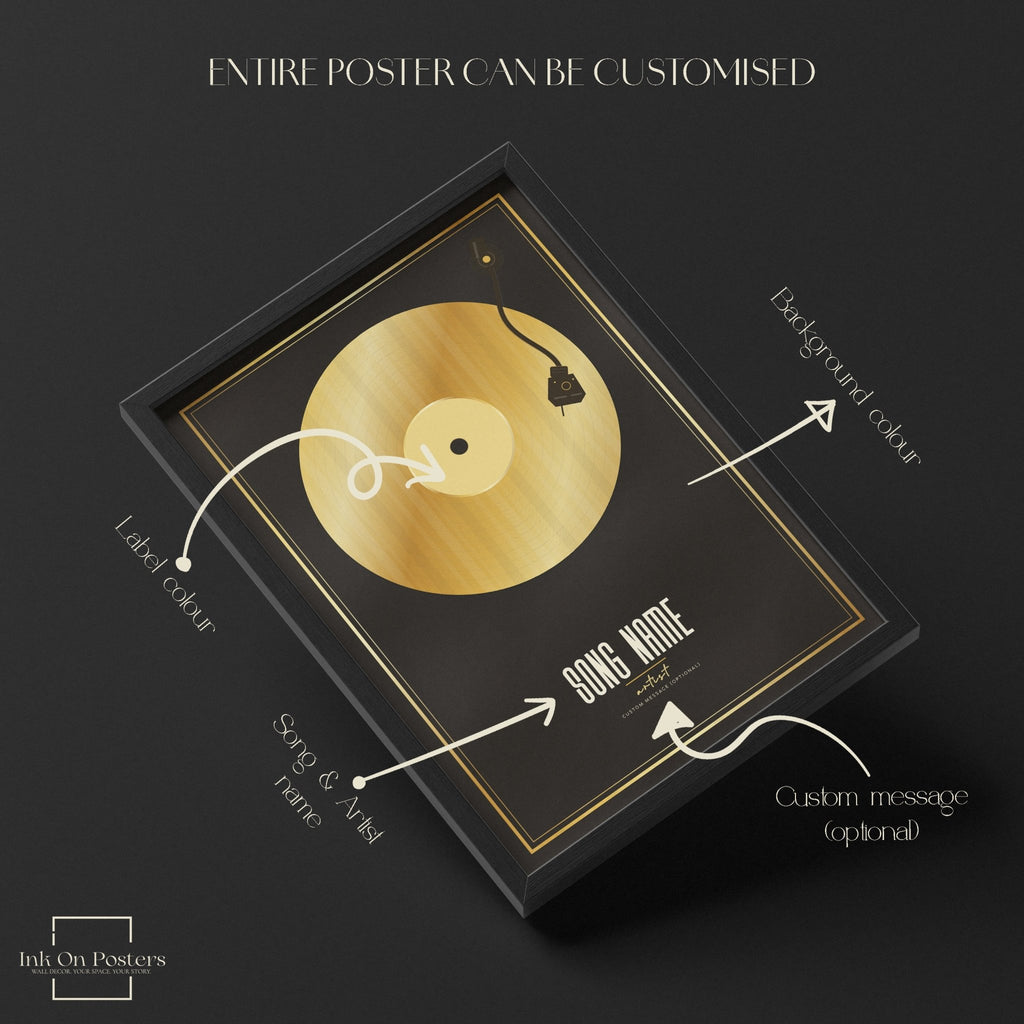 Personalised GOLD Vinyl Record Poster (no lyrics) - InkOnPostersPersonalised GOLD Vinyl Record Poster (no lyrics)Poster