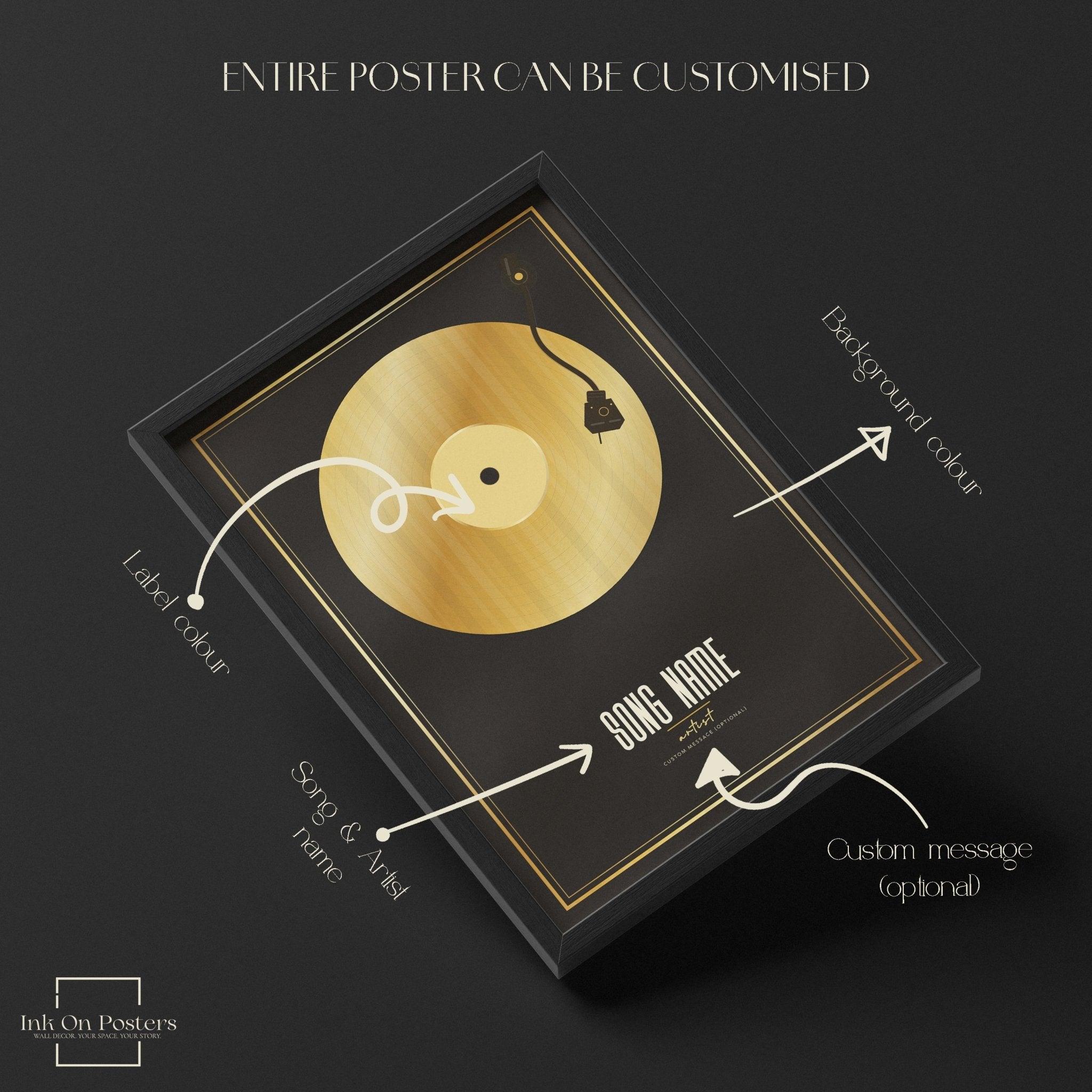 Personalised GOLD Vinyl Record Poster (no lyrics) - InkOnPostersPersonalised GOLD Vinyl Record Poster (no lyrics)Poster
