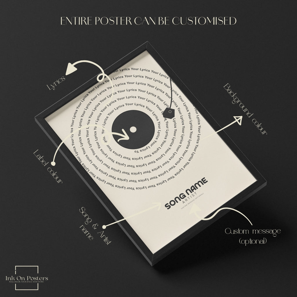 Personalised Lyrics Vinyl Record Poster - InkOnPostersPersonalised Lyrics Vinyl Record PosterPoster